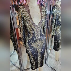 Black rhinestone bodycon dress
